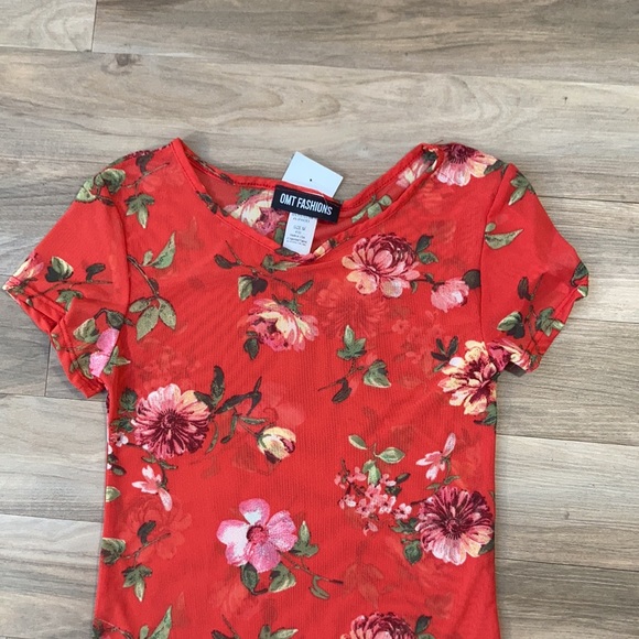 NWT sheer floral print bodysuit juniors size M - Picture 6 of 16